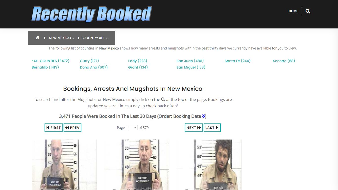 Bookings, Arrests and Mugshots in Santa Fe County, New Mexico